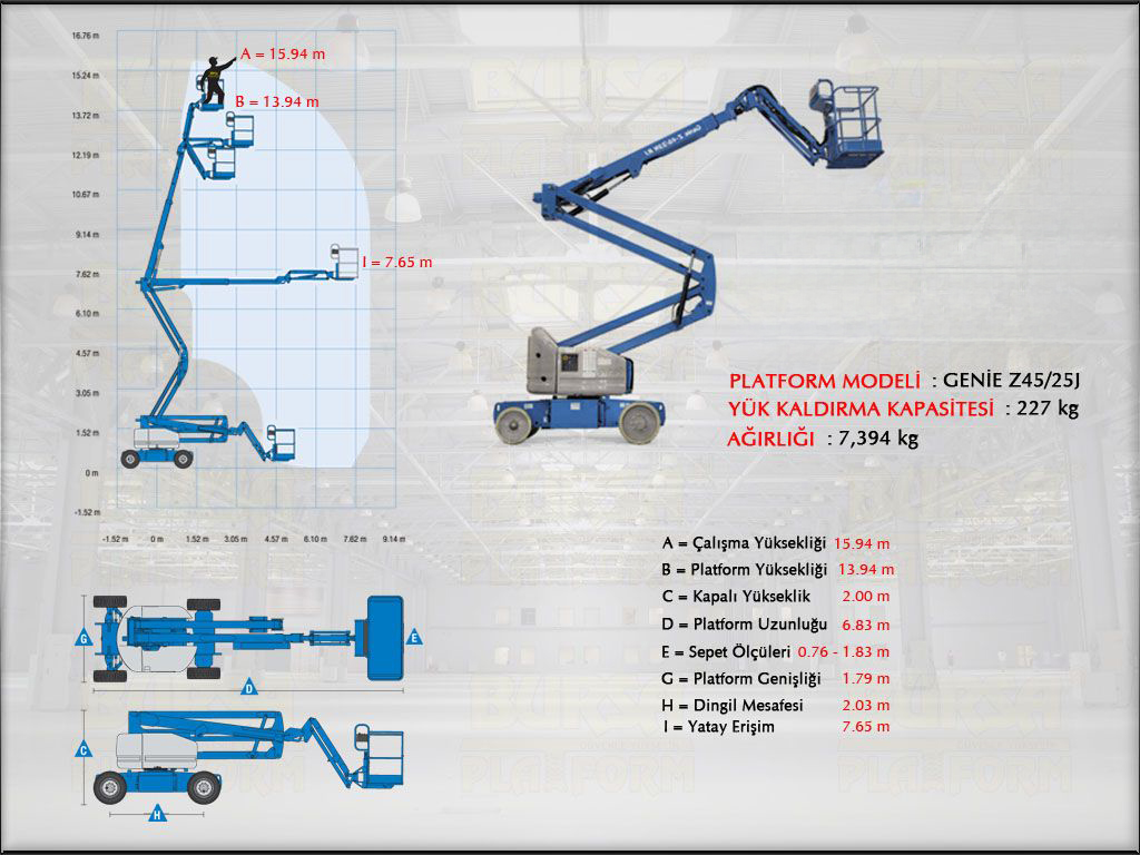 Akülü Eklemli Manlift Platform 16 Metrelik